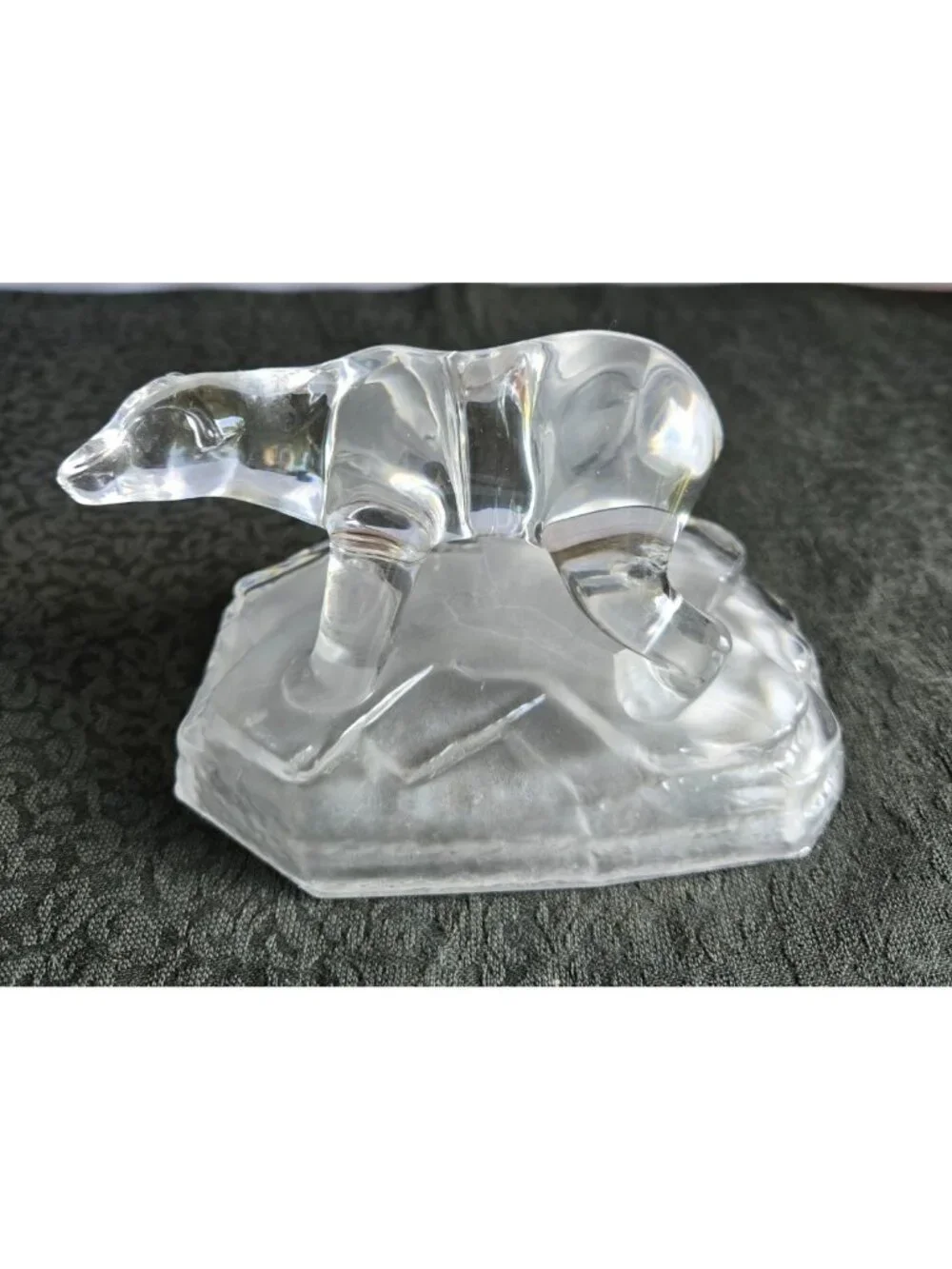 Vintage 1980s 24% Cristal D'Arques France Lead Crystal Polar Bear On Iceberg